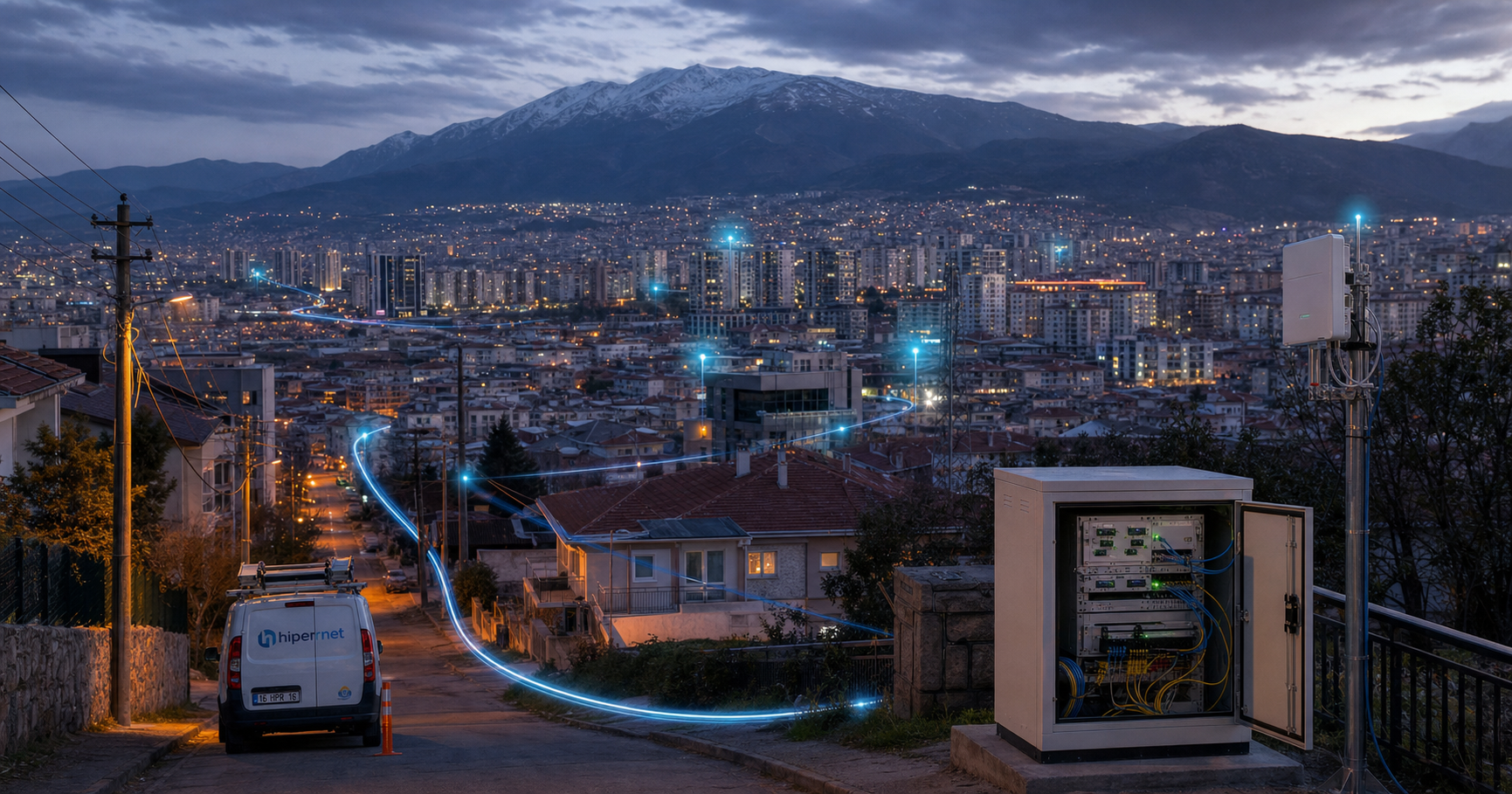 Illustration of Hipernet Telekom's network footprint in Bursa.