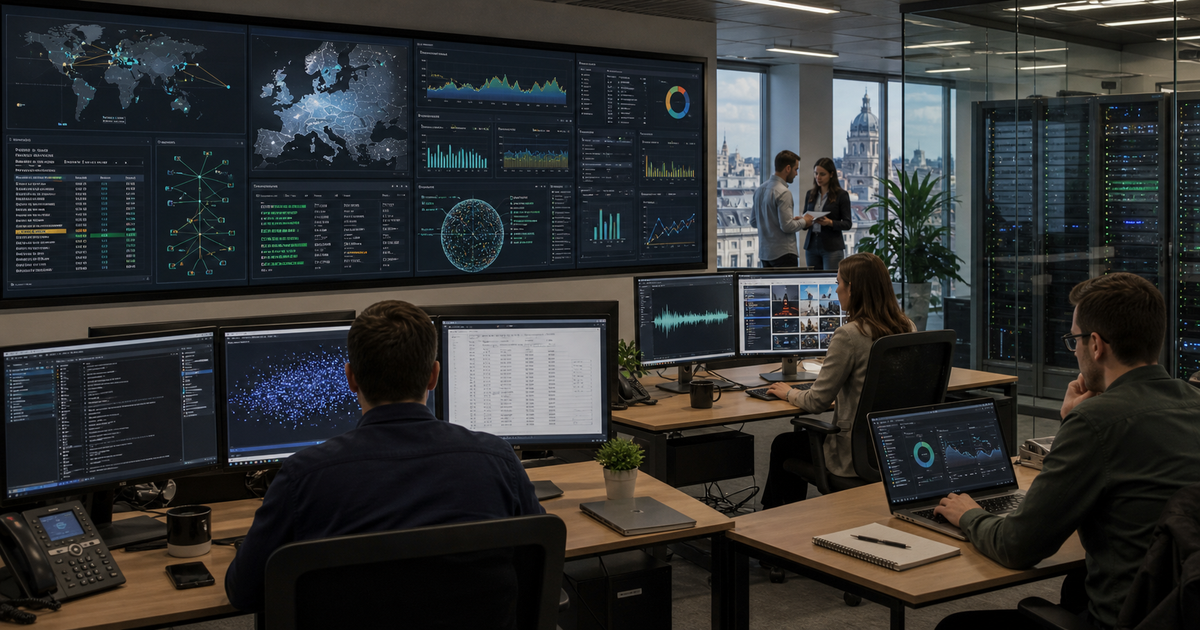 AI-generated editorial image for Radionomy SA showing the public operating context described by verified sources: Radionomy SA connects brands to digital audio audiences through a two-sided marketplace (Targetspot) that serves programmatic ads across publisher inventory.