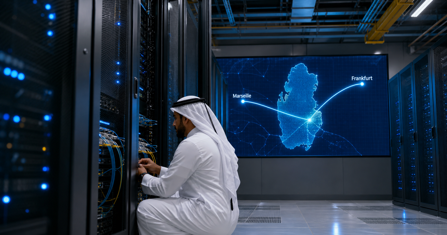 AI-generated editorial image for Ooredoo Qatar showing the public operating context described by verified sources: The abuse contact handle serves as a public-facing administrative contact for incident reports within the RIPE registry system, specifically tied to AS211942 registered to Ooredoo.