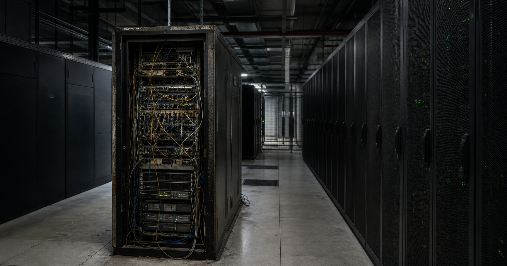 Dormant network infrastructure scene symbolizing an unannounced autonomous system.