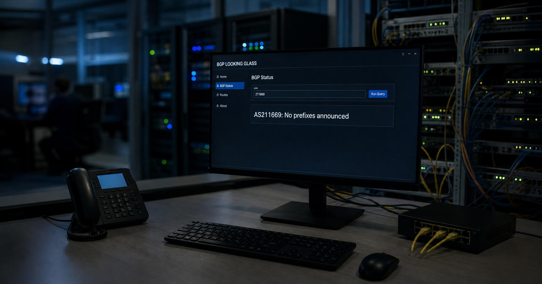 Dormant network operations centre for AS211669 with no active announcements.