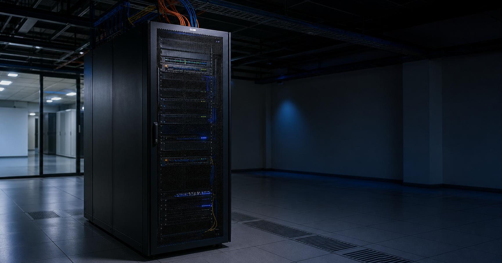 A server rack showing an inactive network port labeled AS211626, symbolizing an unused but registered autonomous system.