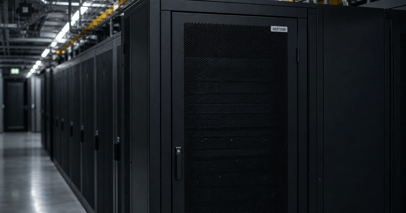 Inactive server rack representing dormant AS211556.
