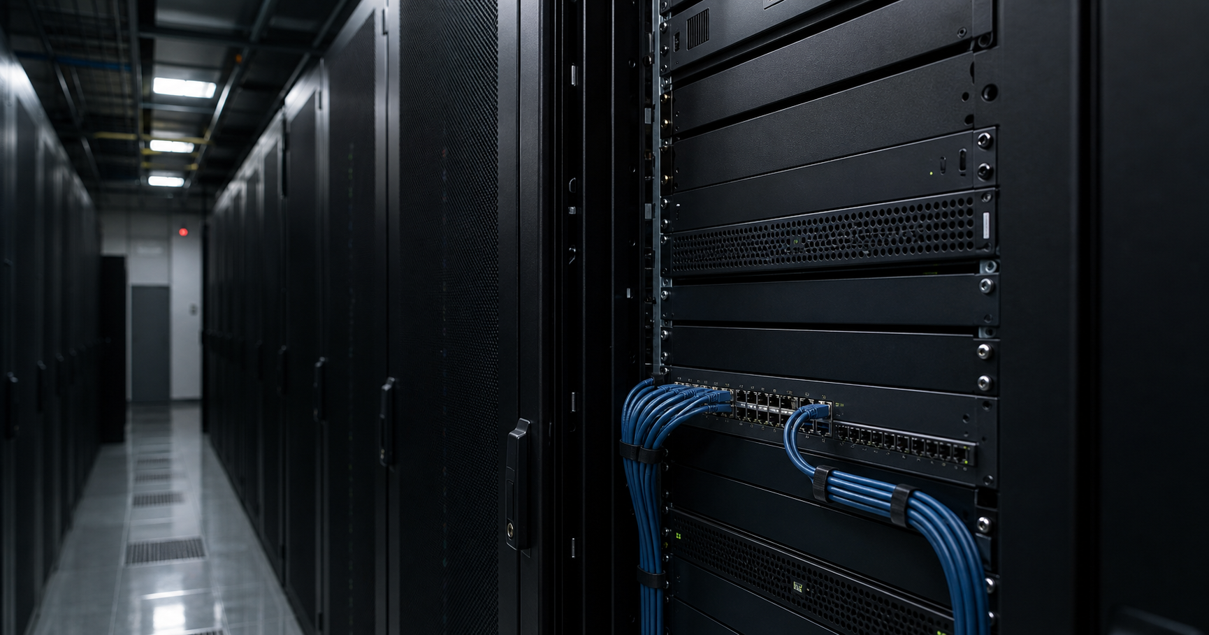 A dimly lit illustration of a server rack with an amber status light, symbolizing a dormant autonomous system waiting for activation.