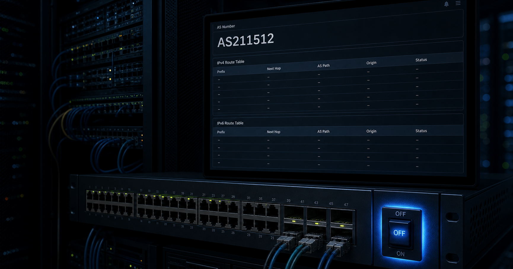 Illustration of AS211512 with no active prefixes, representing SCG-EU Nebula Global Limited's dormant routing presence.