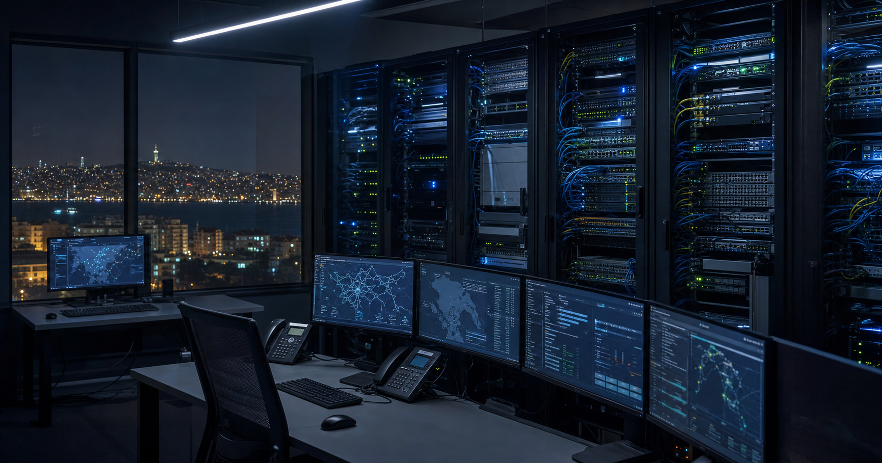 Dormant network port in a Turkish data centre, symbolizing AS211496's latent routing potential.