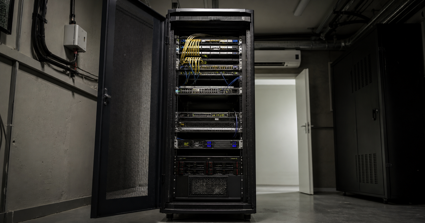 Dormant ASN control surface in a dim server room.