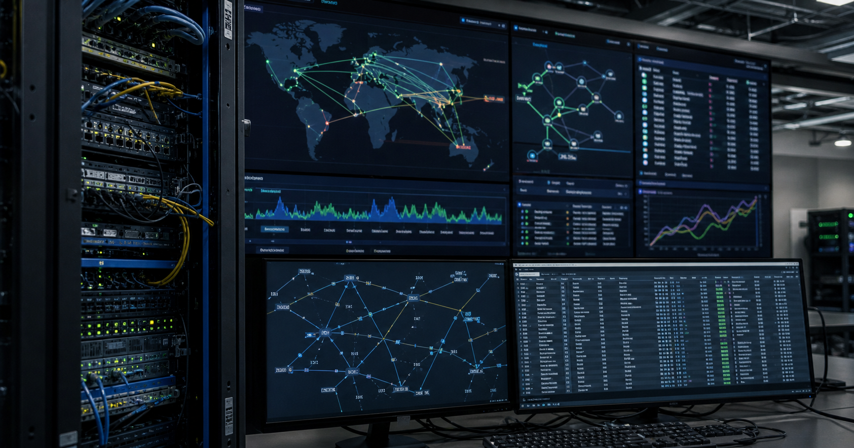Abstract network visualization representing internet infrastructure and routing concepts.