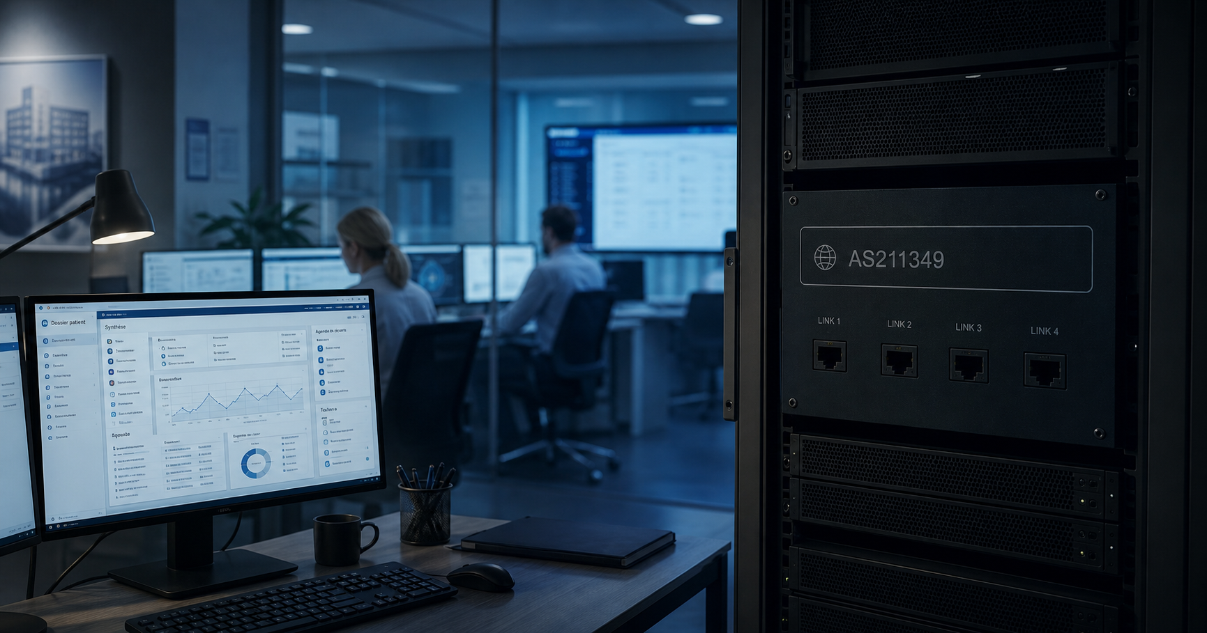 Dormant network node AS211349 with healthcare symbol background.