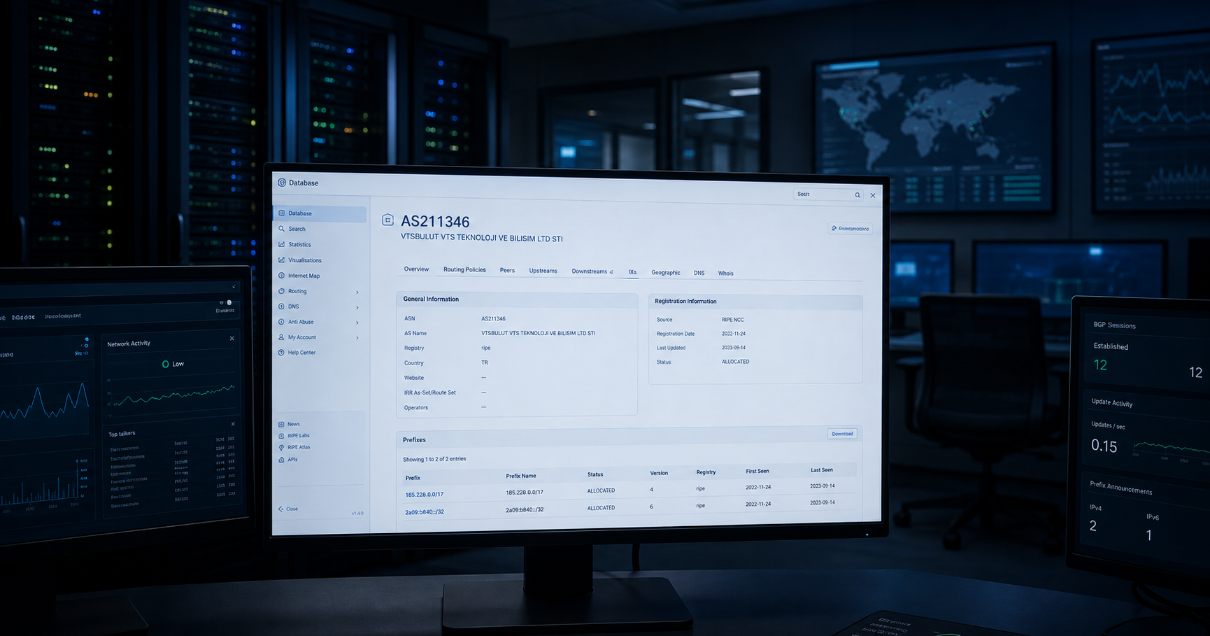 Dormant network infrastructure monitoring scene for AS211346.