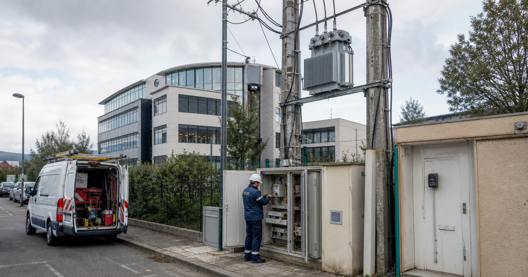 Enedis branded electricity distribution infrastructure in France, showing utility context.
