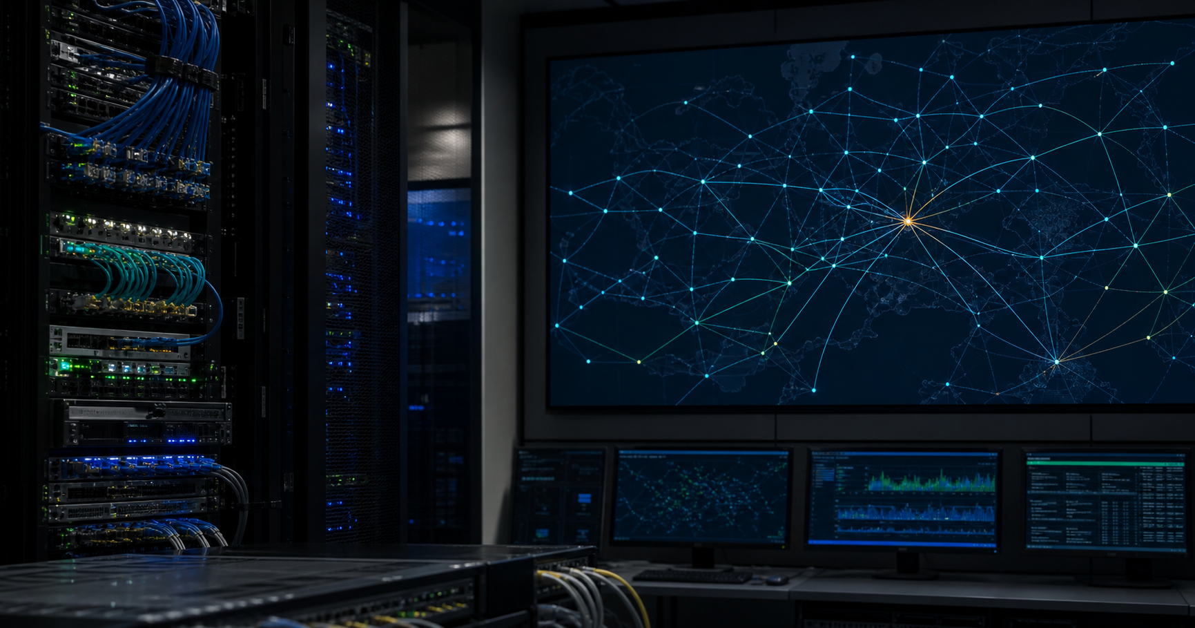 Abstract network visualization representing AS211275 routing paths on a dark background.