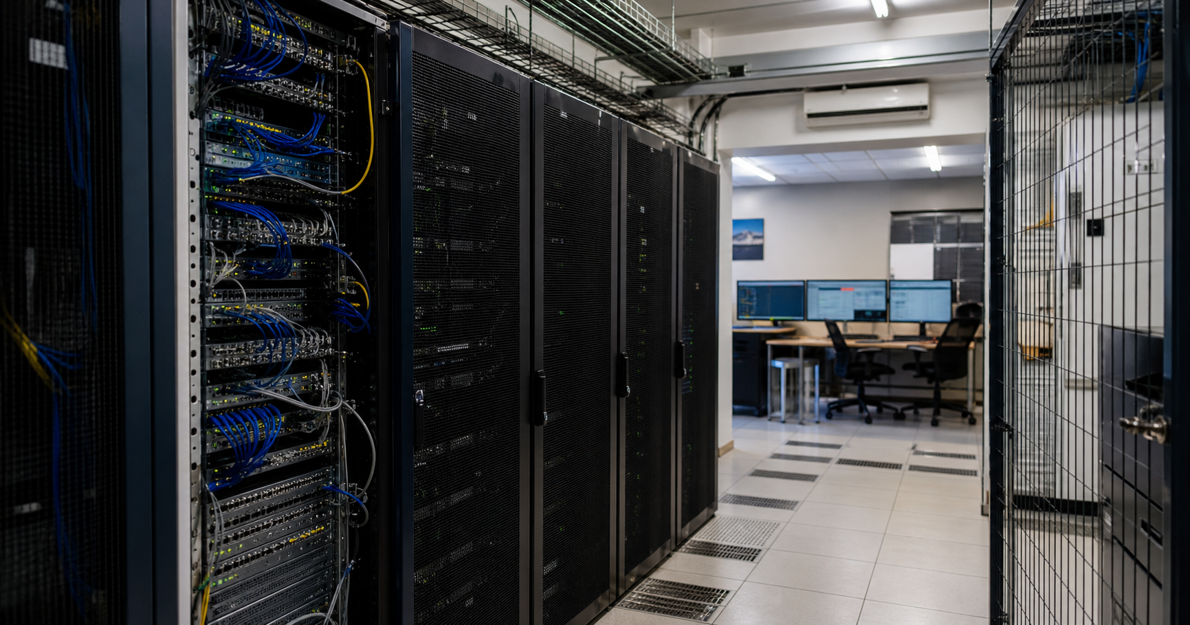 Server rack in a datacenter representing the hosting infrastructure associated with Private-Hosting di Cipriano oscar.