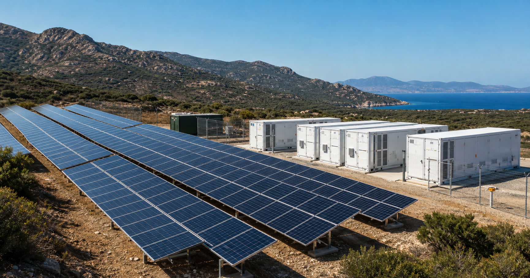 AI-generated editorial image for Corsica Sole SAS showing the public operating context described by verified sources: Public registry evidence associates Corsica Sole SAS with internet number resource registration, while French corporate records describe its activity as electricity production.