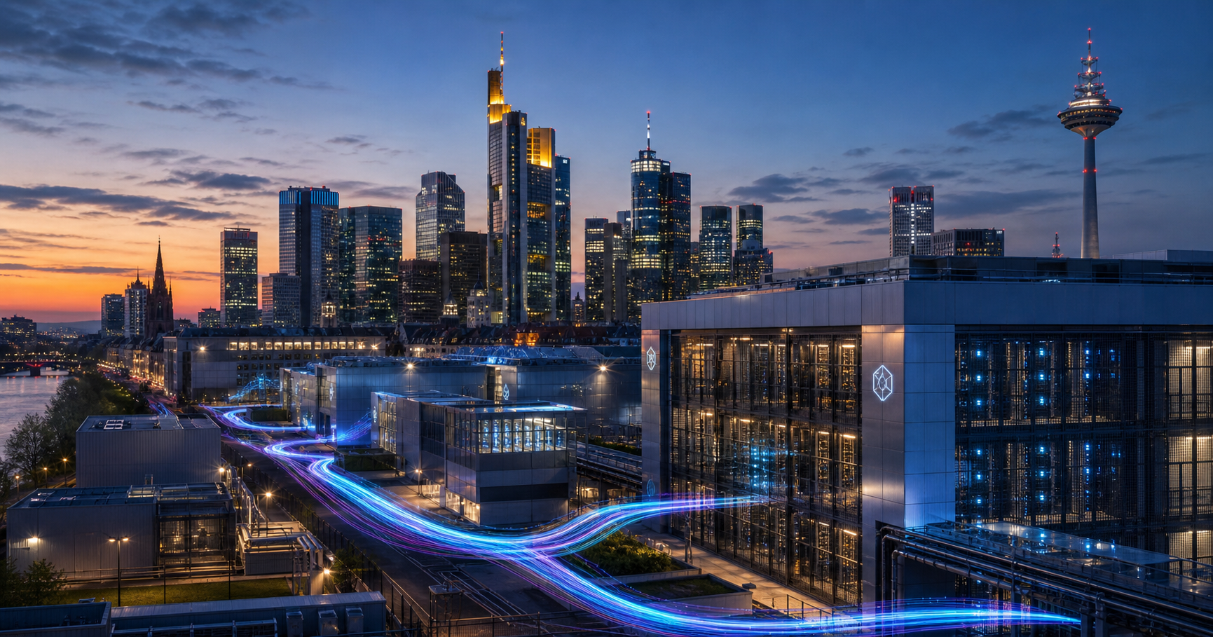 AI-generated editorial image for CIVO-FRANKFURT showing the public operating context described by verified sources: CIVO-FRANKFURT’s public role emerges from its operation of AS210920, which originates IP prefixes and maintains peering relationships in the global internet routing system.