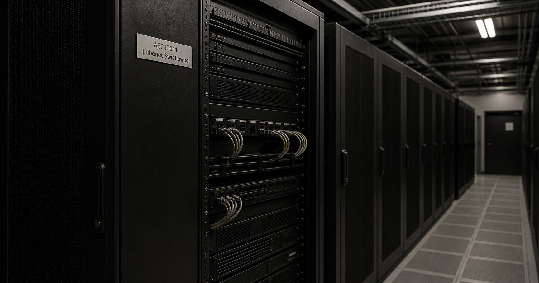 Dormant server rack for AS210911, fiber cable unplugged.