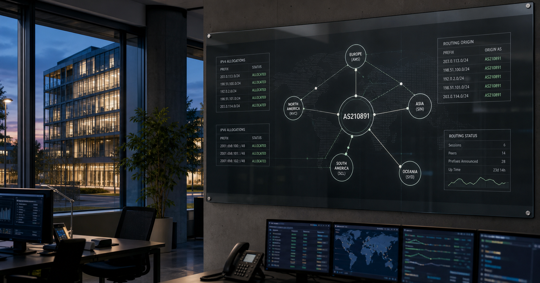 A conceptual illustration of an autonomous system number amidst a digital network map, representing the registry presence of interparfums.