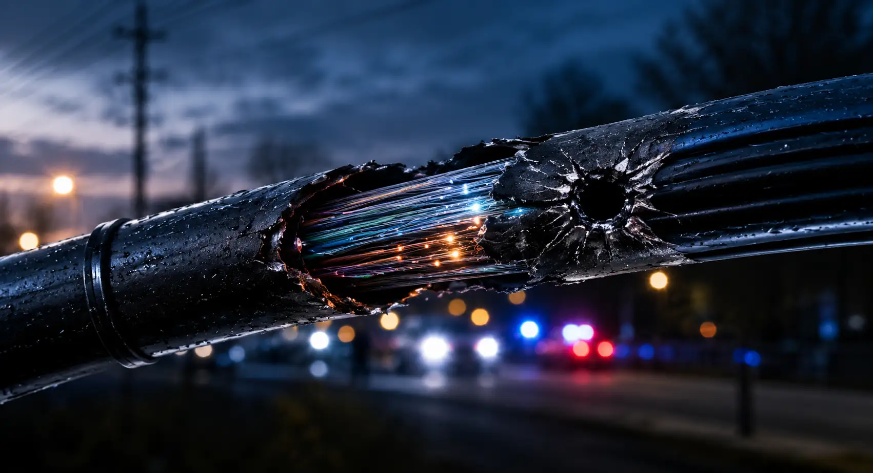 Gunshot damages Spectrum fibre line