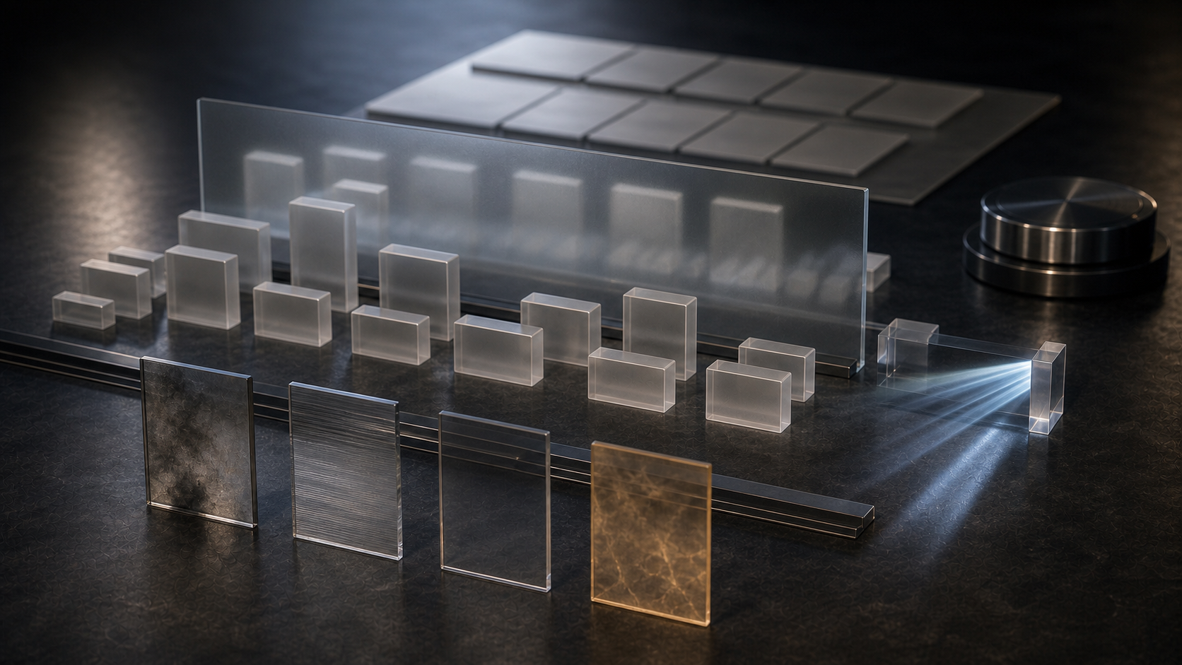 A dark valuation table shows blank frosted address blocks behind price fog, blurred comparison tiles, unmarked quality filters, an aggregate light lens and a separated liquidity rail.