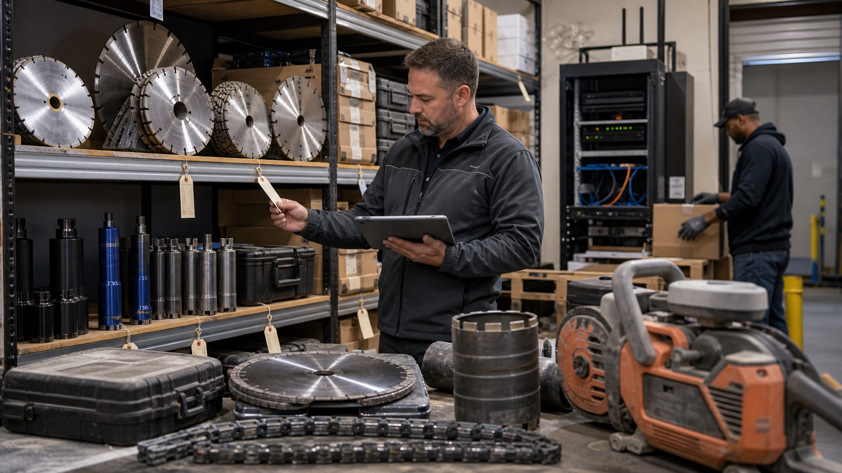 ACC-Diamond Blade Warehouse وسجل مراقبة المخزون وراء اسم المستودع