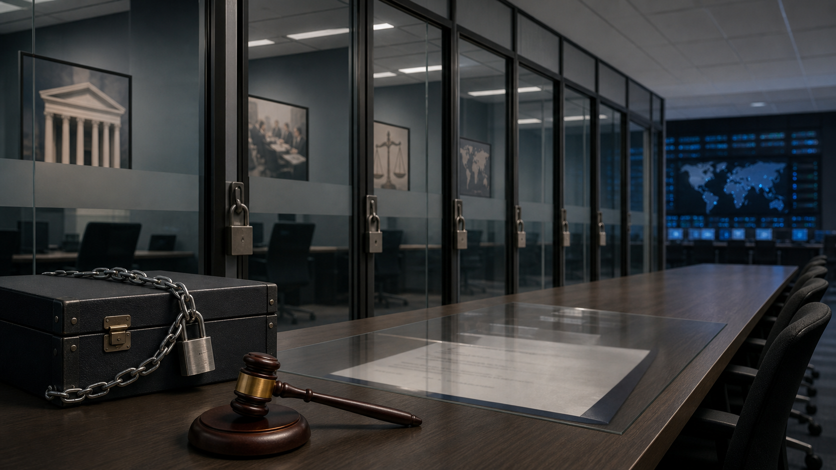 A sealed auction case remains separated from a locked registry operations surface despite a completed bid.