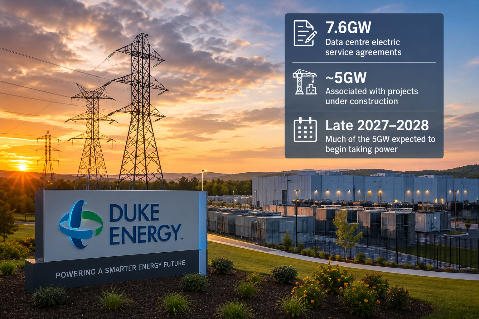 اتفاقيات Duke Energy لمراكز البيانات تصل إلى 7.6 غيغاواط