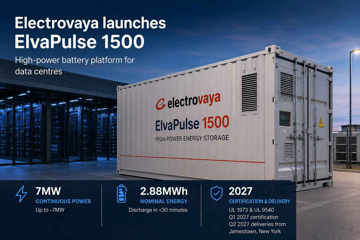 Electrovaya startet 7-MW-ElvaPulse-Batterie für Rechenzentren