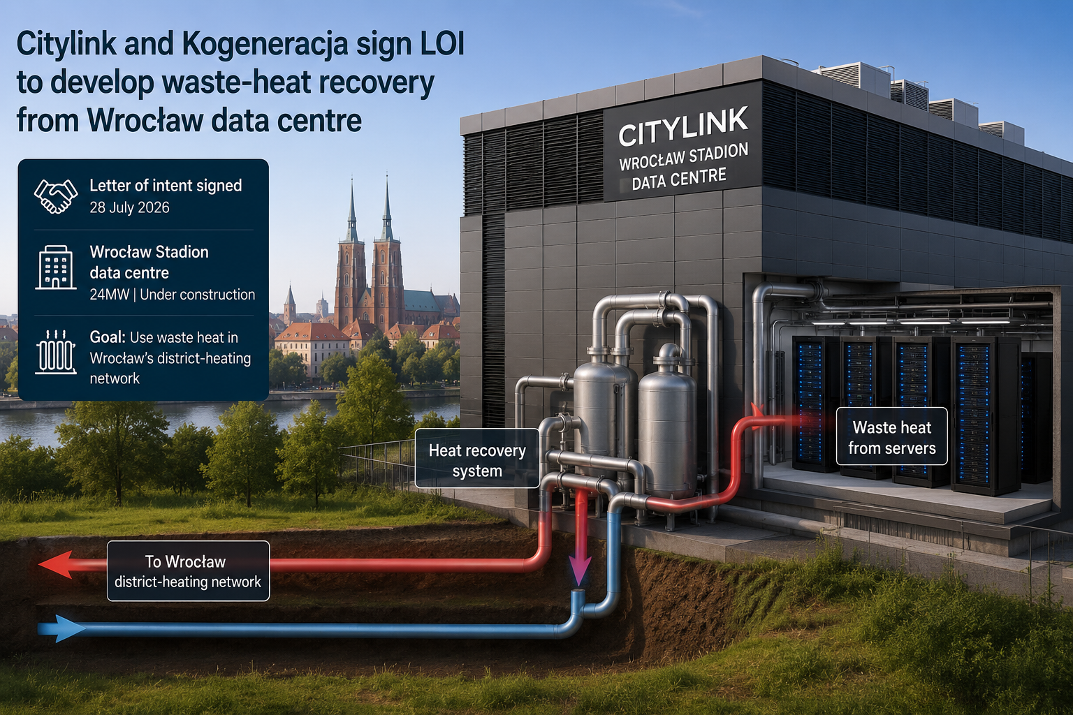 Citylink unterzeichnet Absichtserklärung zur Abwärmerückgewinnung aus dem Wrocław-Rechenzentrum