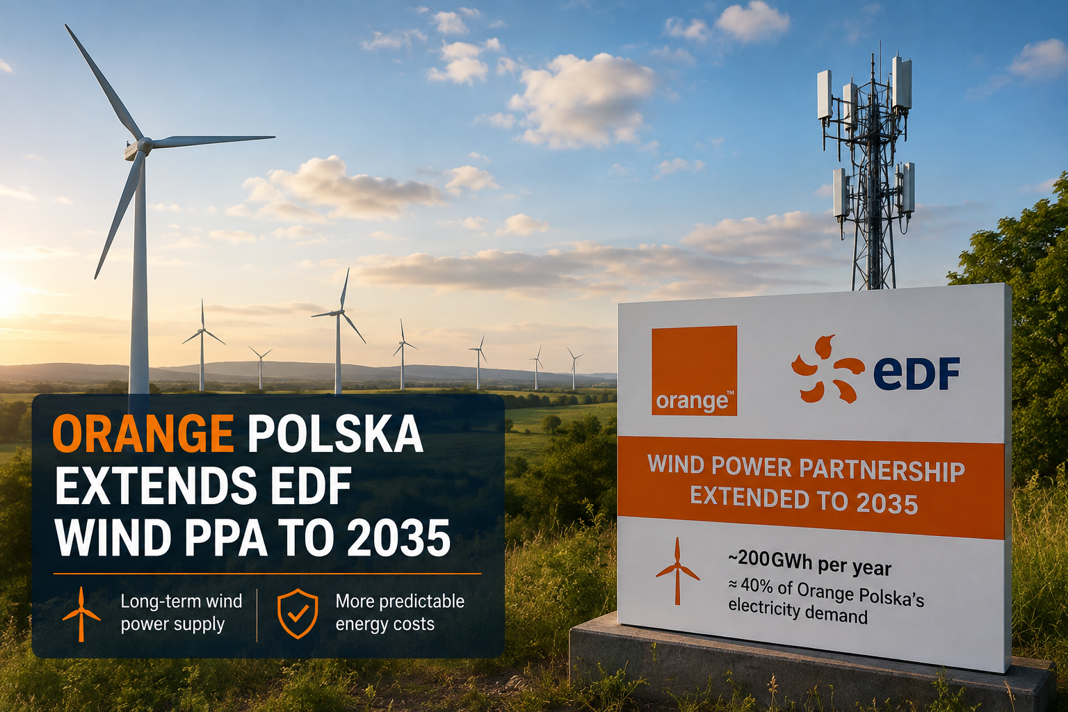 Orange Polska prolonge son accord éolien avec EDF jusqu'en 2035