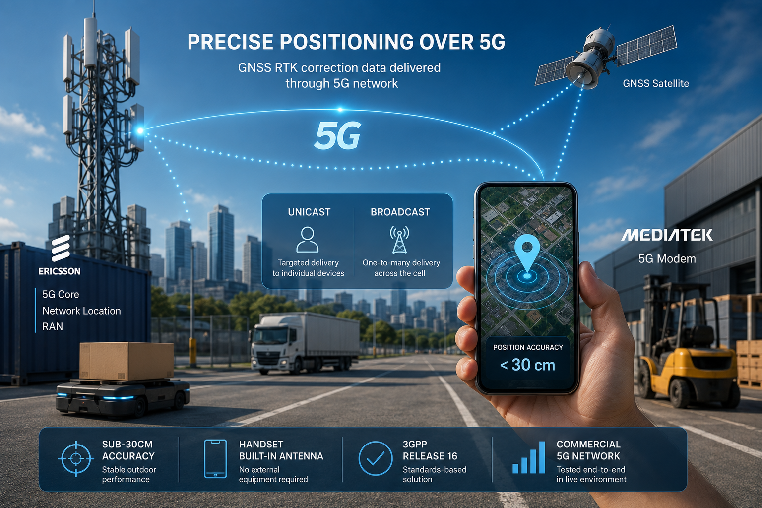 Ericsson e MediaTek testam posicionamento abaixo de 30 cm em 5G