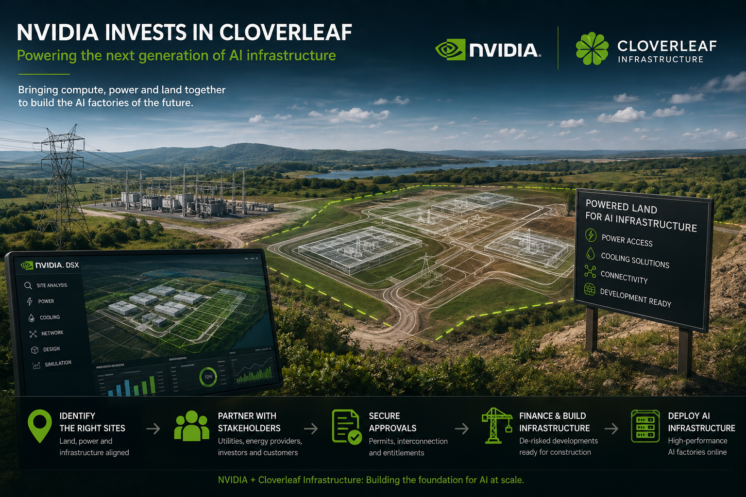 NVIDIA инвестирует в площадки Cloverleaf для дата-центров