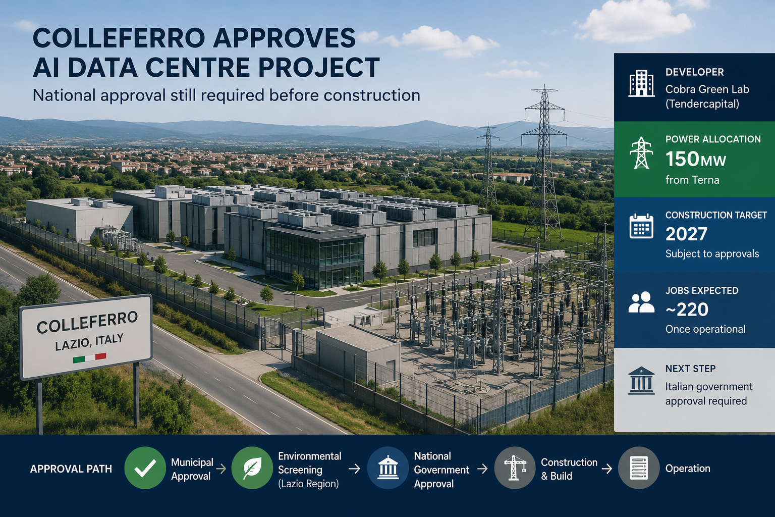 Colleferro aprova data center de IA da Cobra Green