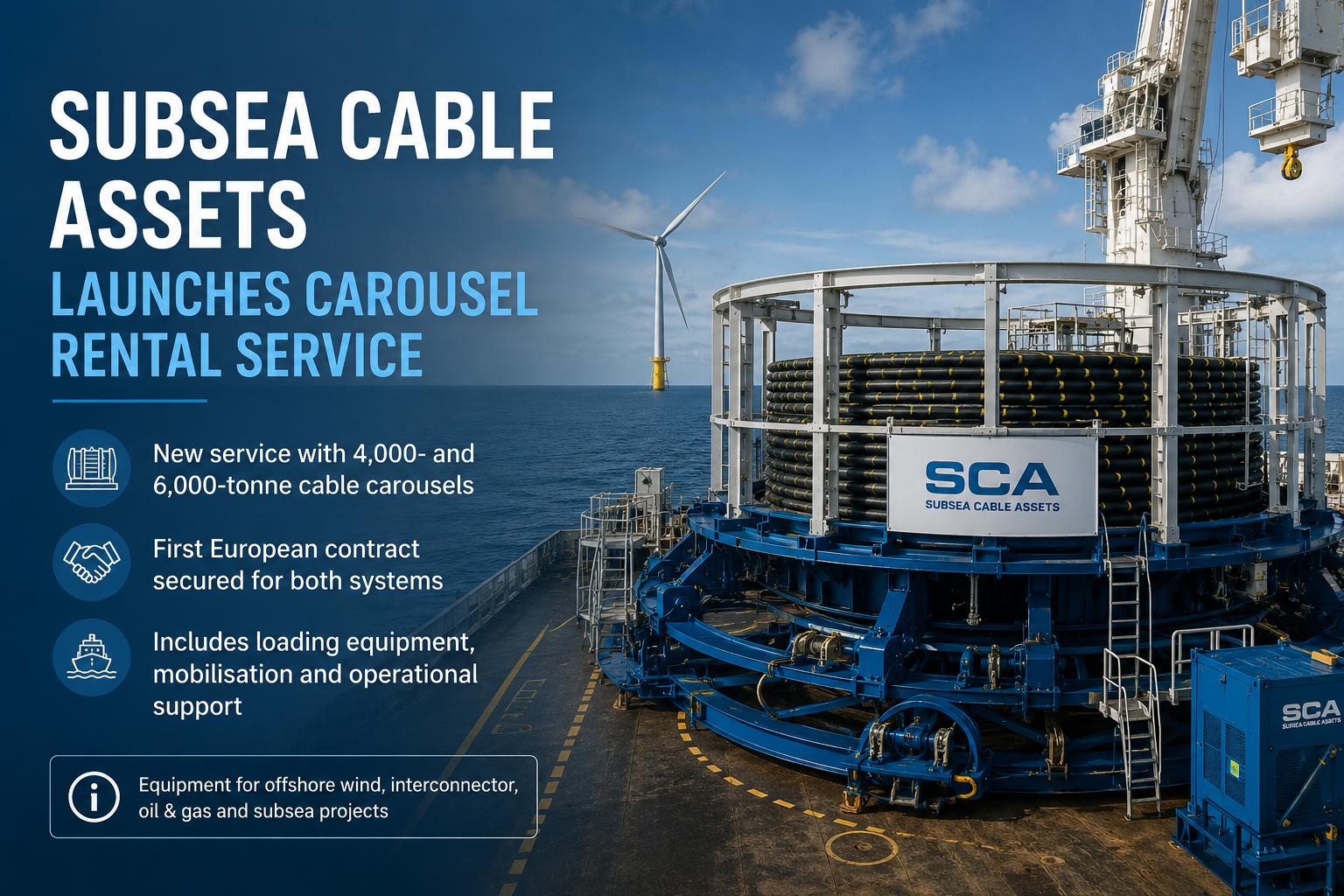Subsea Cable Assets、ケーブルカルーセルのレンタルサービスを開始