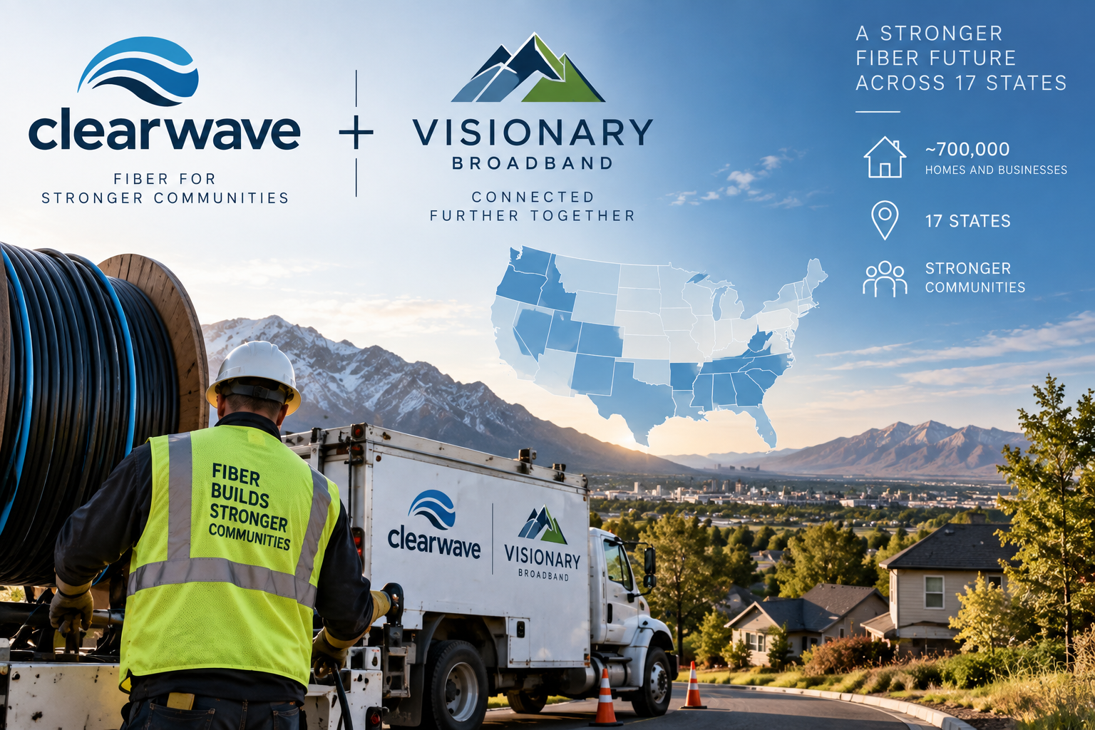 Clearwave وVisionary تتفقان على اندماج ألياف في ١٧ ولاية