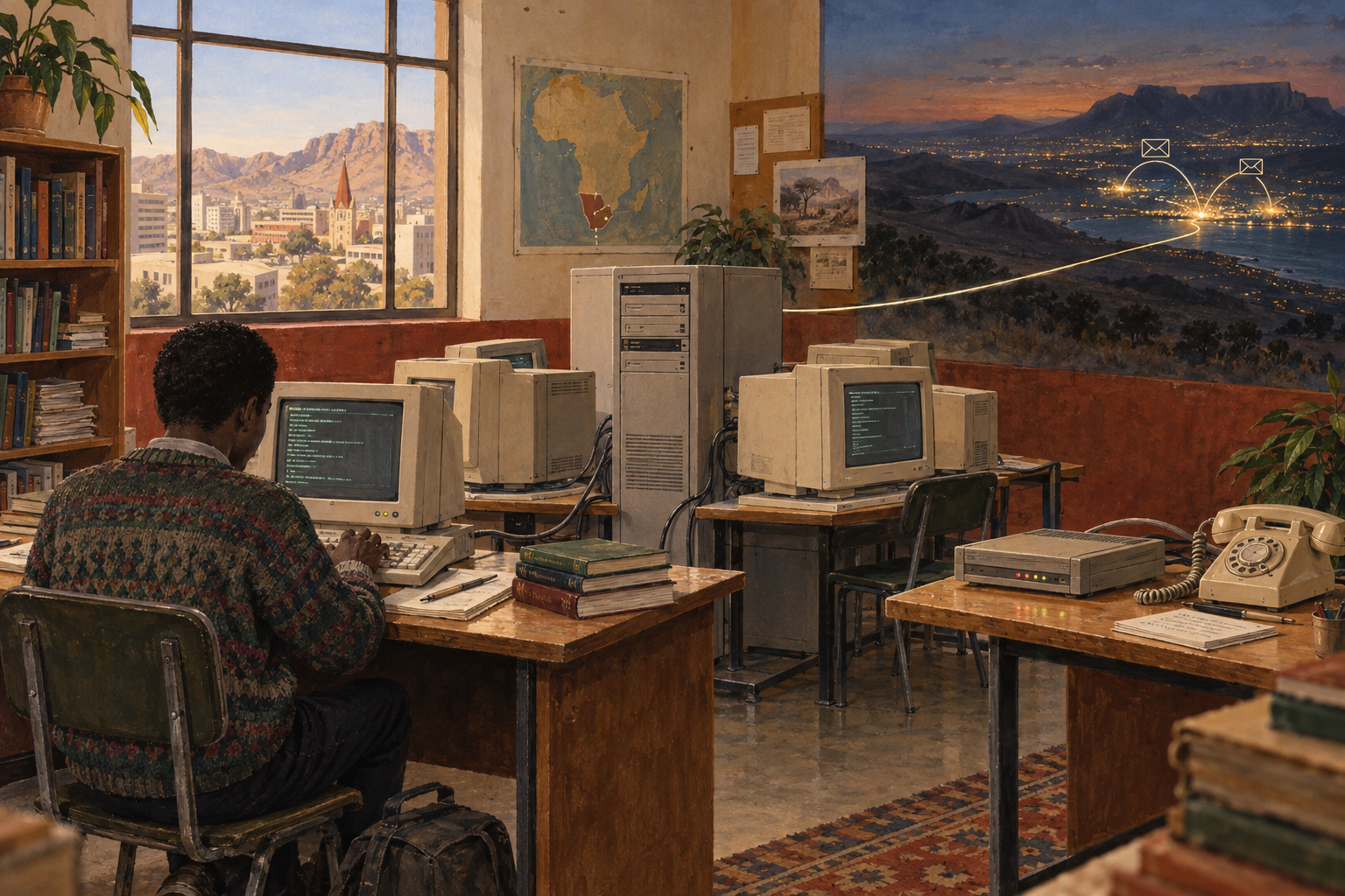 컴퓨터 20대, 하루 두 번의 메일 전송: 나미비아 대학의 인터넷, 1993–94 기록 열기