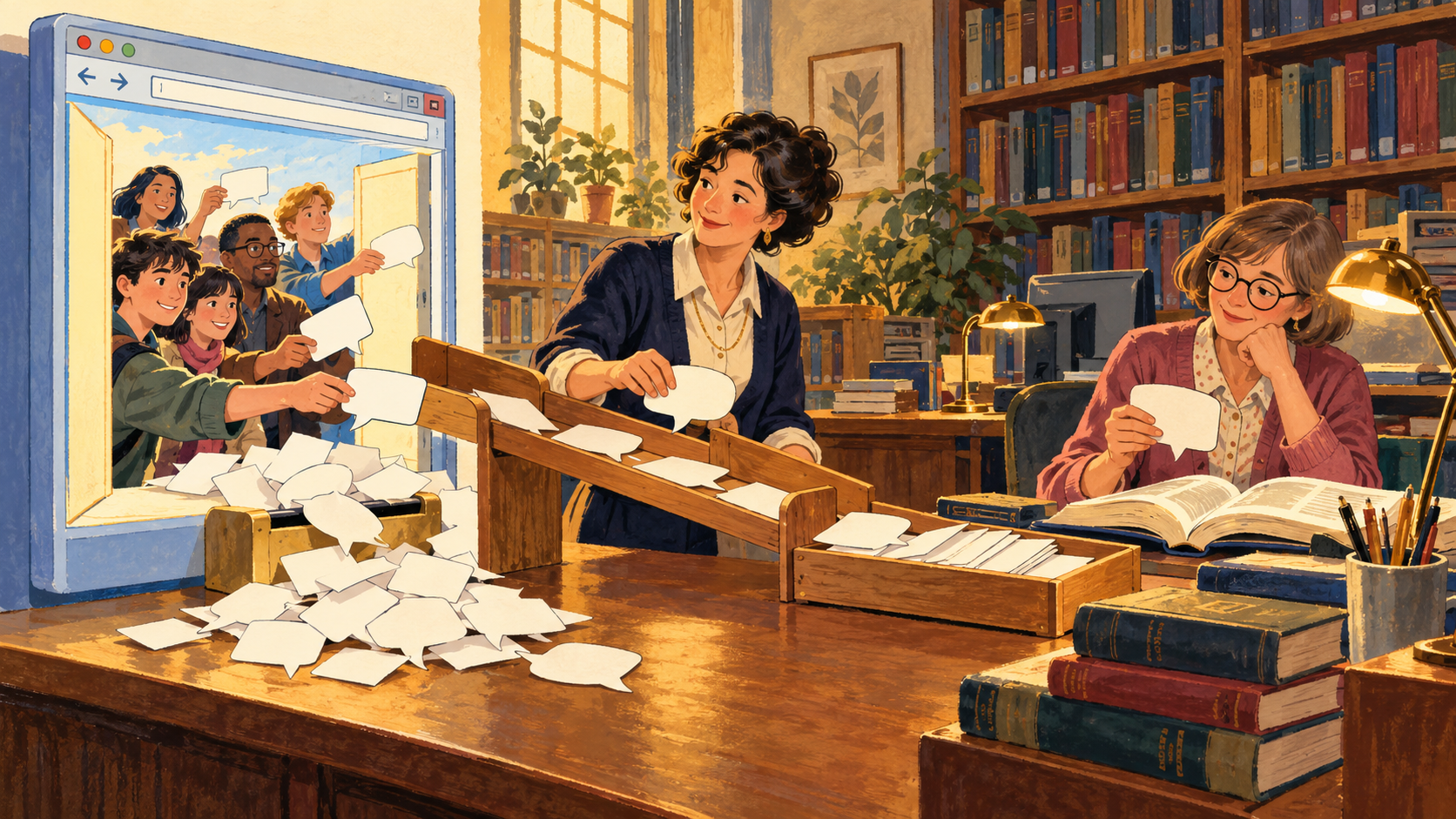 Abrir registro de El buzón de comentarios estaba haciendo horas de bibliotecario