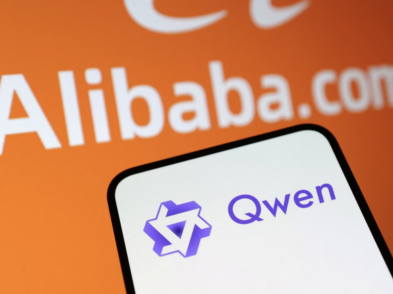 Qwen3 logo with Alibaba backdrop