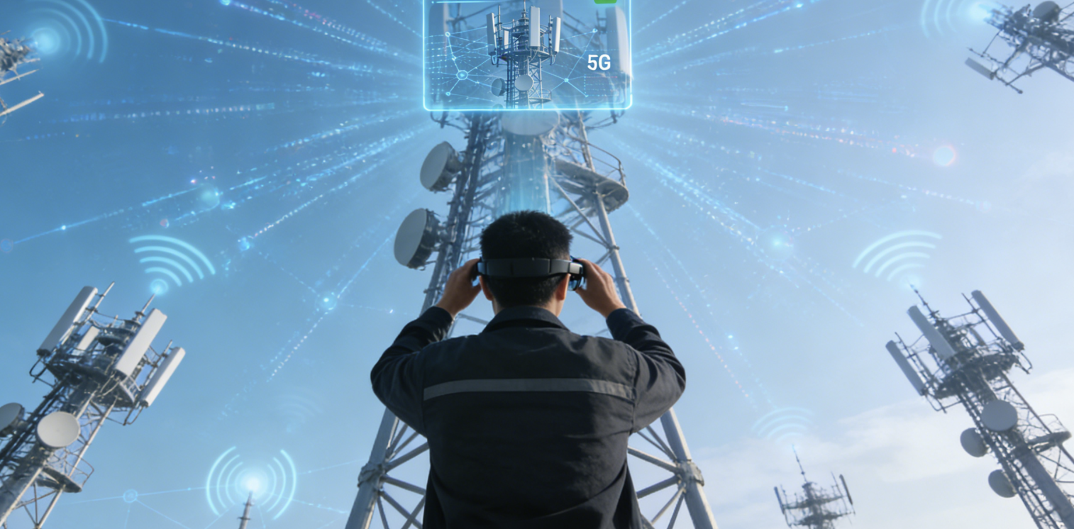 Tech-focused artwork of mobile network installation validation