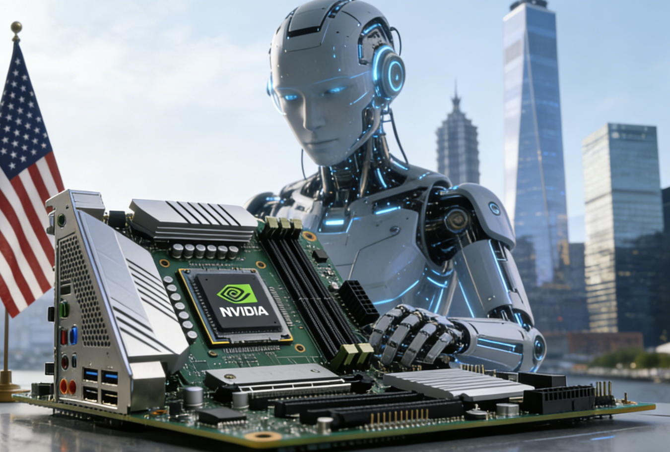Conceptual graphic depicting the US government’s approval of Nvidia chip exports to China