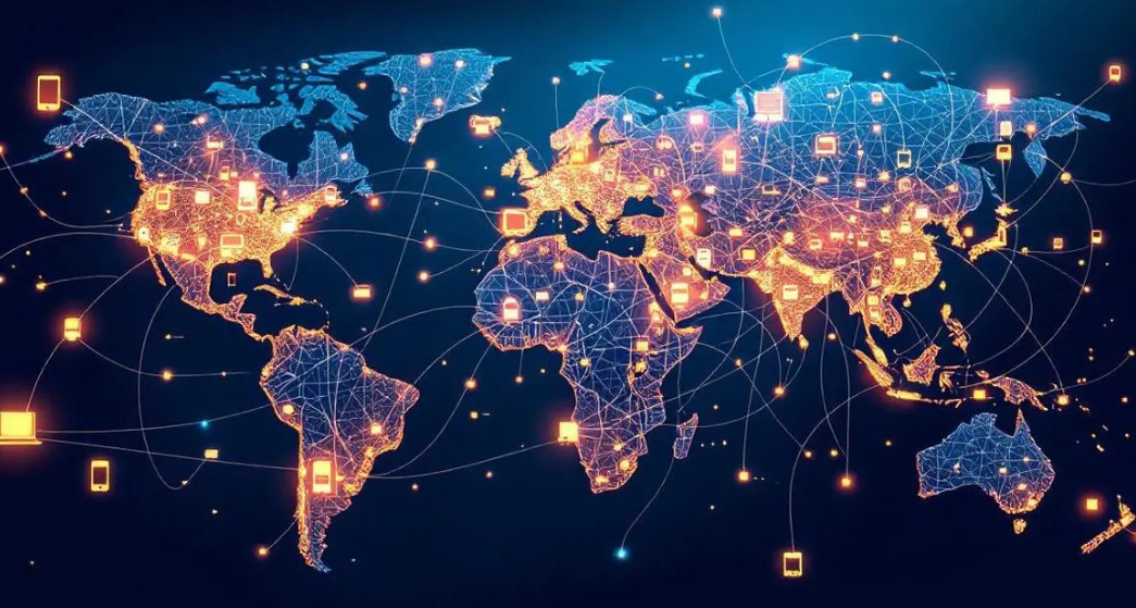 Enterprise-IoT-connectivity-across-world-map-with-eSIM-management-icons