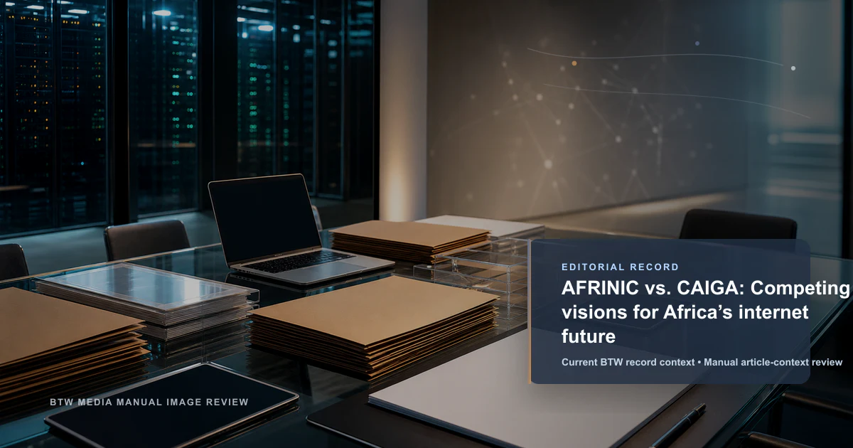 AFRINIC vs. CAIGA: Competing visions for Africa’s internet future reviewed editorial briefing visual
