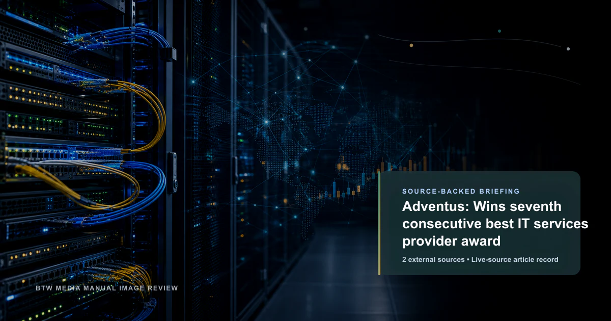 Adventus: Wins seventh consecutive best IT services provider award source-backed briefing visual