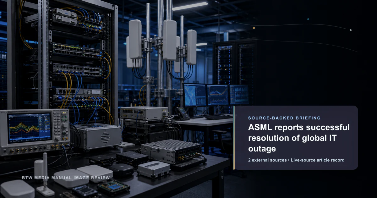 ASML informa resolución exitosa de interrupción global de TI