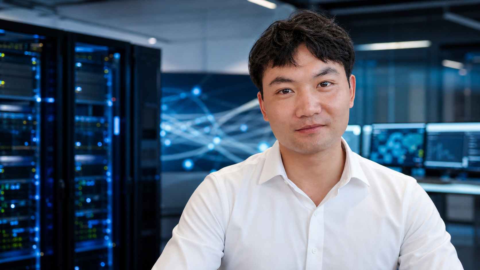 AI-generated editorial portrait of Mingguo Li based on a public profile photo