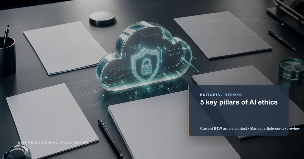 5 key pillars of AI ethics reviewed editorial briefing visual