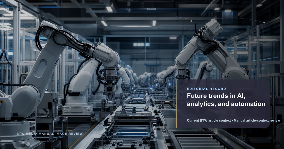 Future trends in AI, analytics, and automation reviewed editorial briefing visual