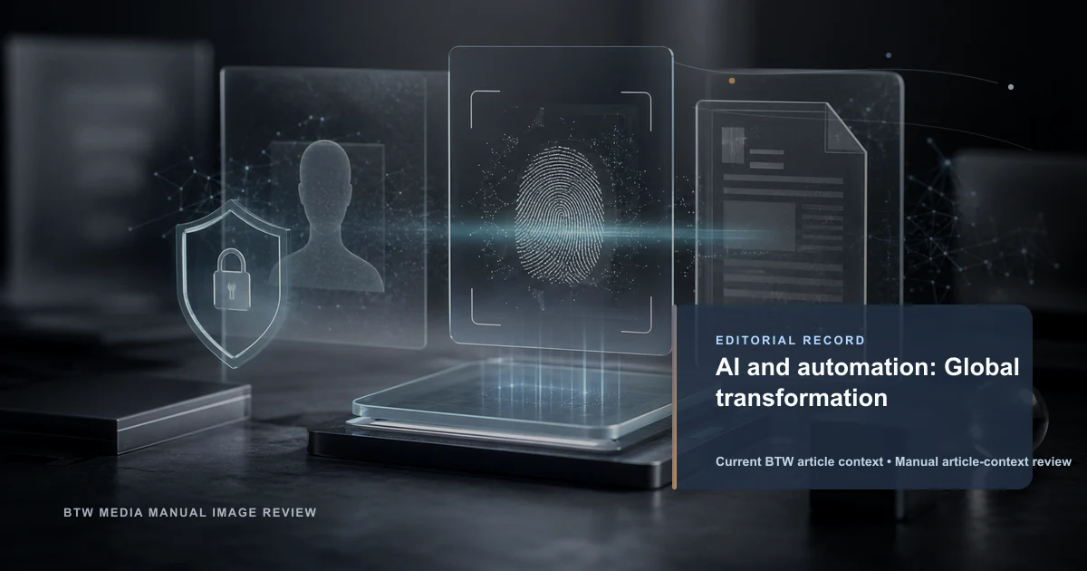 AI and automation: Global transformation reviewed editorial briefing visual