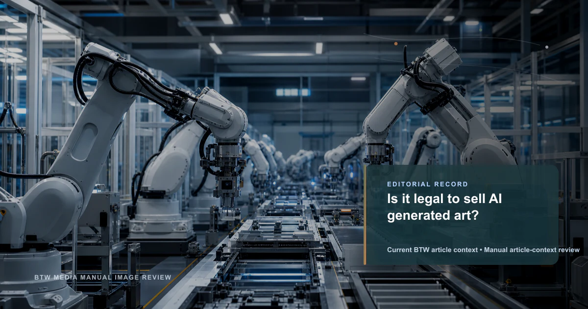 Is it legal to sell AI generated art? reviewed editorial briefing visual
