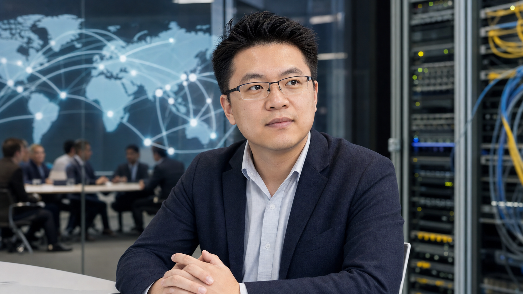 AI-generated editorial portrait of Lu Heng based on a public profile photo