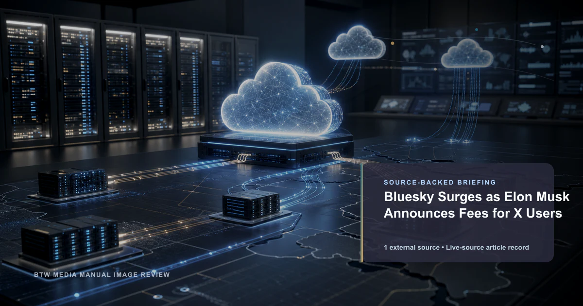 Bluesky Surges as Elon Musk Announces Fees for X Users source-backed briefing visual